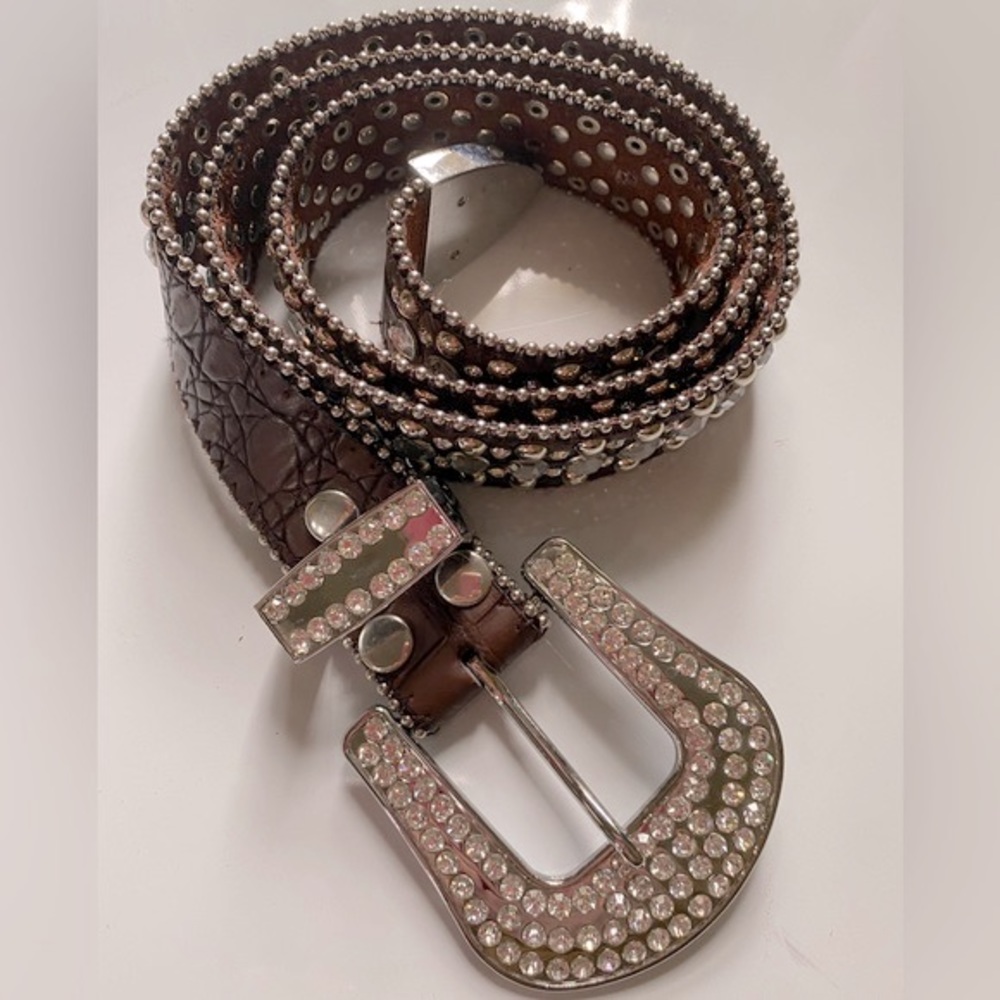 Genuine Leather Cowgirl Rhinestone Stud Belt